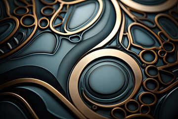 An elegant background with different shapes and patterns in gold and dark color tones