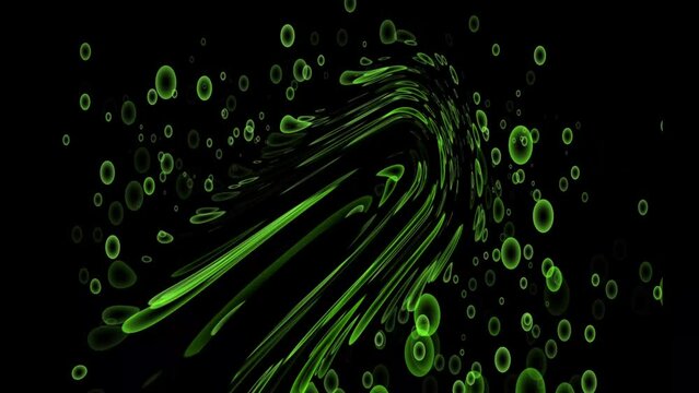 Green particles in black space effect 