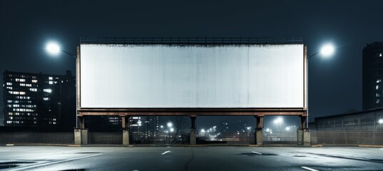 Billboard at night. Copy space for text and advert. Generative AI technology.