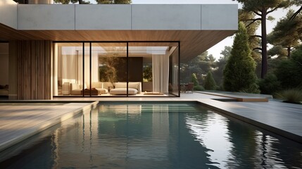 Obraz premium swimming pool in the house, modern architecture 