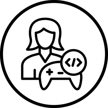 Vector Design Game Developer Female Icon Style