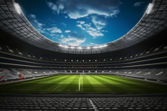 empty stadium of sport events without people. generative ai.