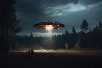 Mysterious UFO spotted in the sky during a tranquil nighttime camping 