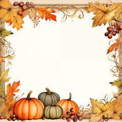 Naklejka na ściany i meble autumn background with pumpkin and leaves