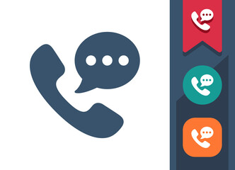 Phone Call Icon. Telephone, Handset, Call Center, Customer Service, Chat Bubble