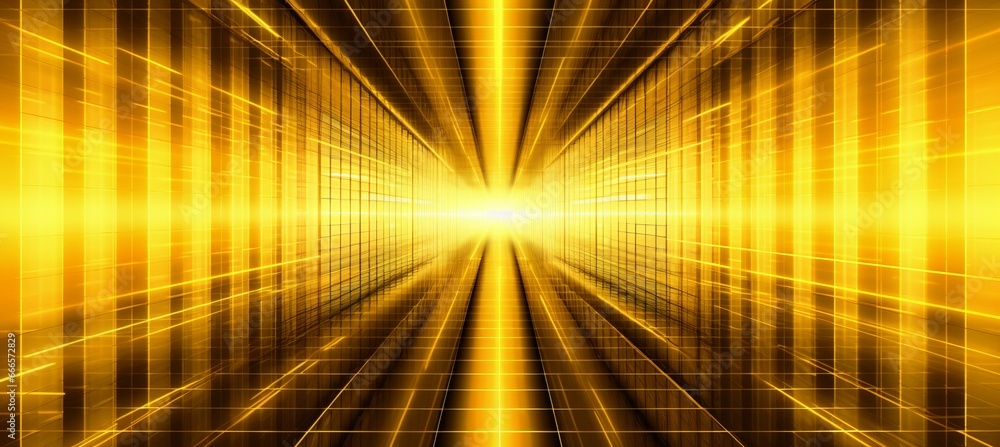 Aufkleber yellow light portal virtual space technology background. generative ai technology.