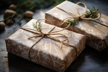 Unique eco-friendly Christmas gift wrapping using fabric and twine.
