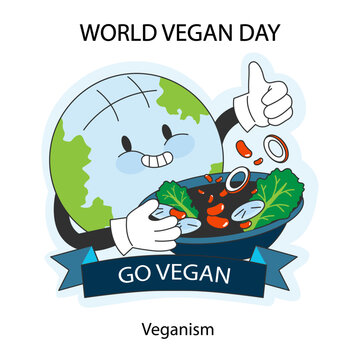World vegan day. Go vegan. Happy planet with organic vegetables,