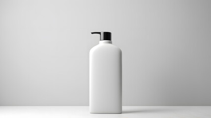 White empty cosmetic liquid dispenser bottle of soap, lotion, shampoo or shower gel mock up isolated in modern bathroom interior - obrazy, fototapety, plakaty