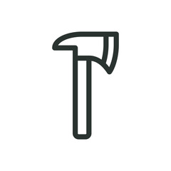 Fire axe isolated icon, firefighter ax vector icon with editable stroke
