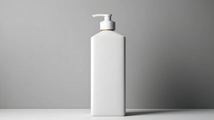 White empty cosmetic liquid dispenser bottle of soap, lotion, shampoo or shower gel mock up isolated in modern bathroom interior