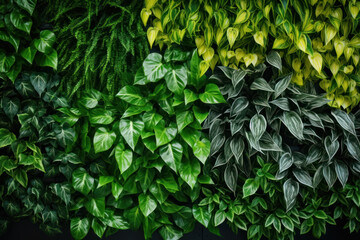 Green architecture. Green wall with plants growing inside building. Sustainable green living in...