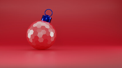 3d rendering of a Christmas toy. A toy for a Christmas tree, shifted to the side, to accommodate additional images or texts.