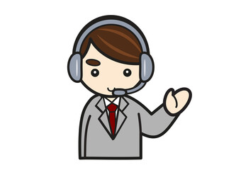 案内するコールセンターの男性