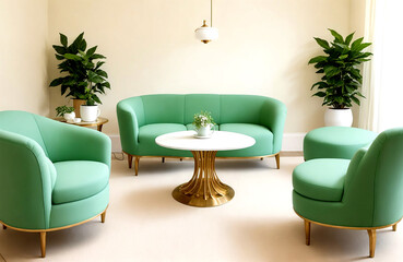 Four light green armchairs abreast accustomed copse alive bend coffee table adjoin bank with bean bank decor