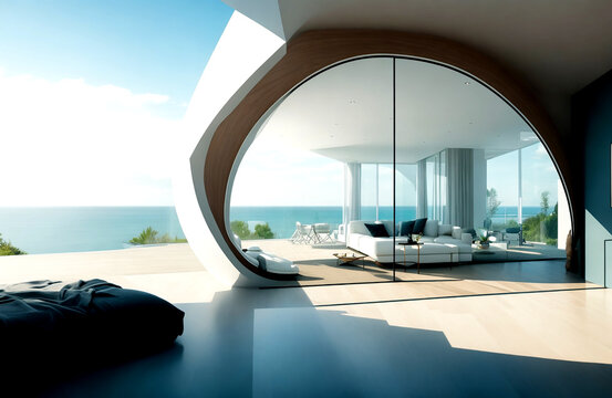 Coastal appearance home autogenous architecture of avant-garde active room.