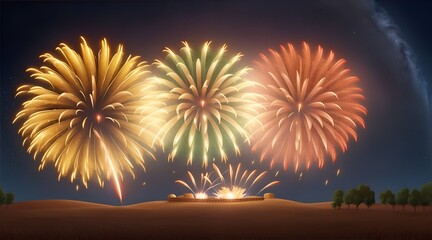 Golden firework. fireworks pyrotechnics on dark night. fireworks images
