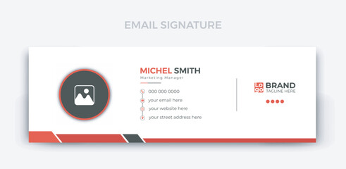 Business email signature with an author photo place modern and minimal layout