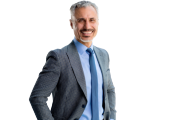 Young handsome businessman smiling on a transparent background