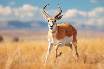 Determined pronghorn antelope sprinting