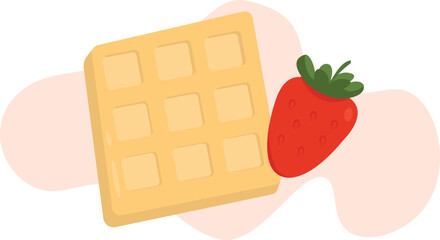 Belgium Waffle with strawberry. Delicious dessert