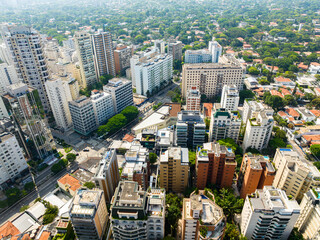 Vista aérea da região do Itaim Bibi em São Paulo. 