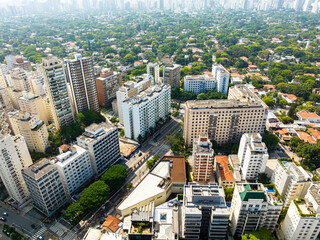 Vista aérea da região do Itaim Bibi em São Paulo. 