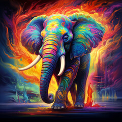 Colorful Elephant, Art  Elephant 