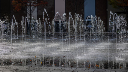 Beautiful water jets in the center of the city of Hoogeveen, province of Drenthe, Netherlands
