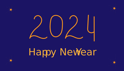2024 happy new year , inscription on a blue background