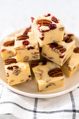 Homemade White Chocolate Cranberry Pecan Fudge