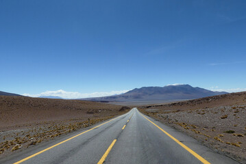 Road in the Atacama desert at the Andes mountains, Chile.