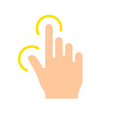 Hand manipulates line icon. Controls, touchpad, tablet, phone, sensor, touchscreen, gadgets. Vector color icon on a white background for business and advertising