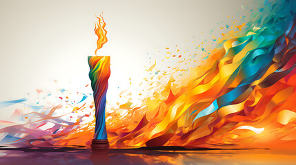 Olympic games Torch Flame background. generative ai	
