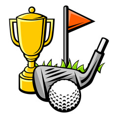 Illustration with golf items. Sport club image.