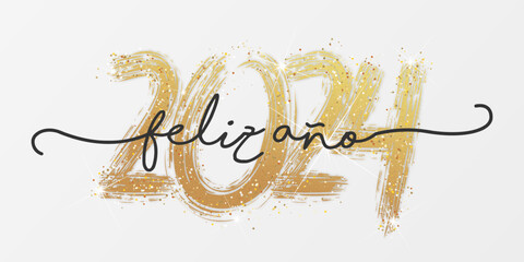 2024 - feliz año nuevo	 - obrazy, fototapety, plakaty