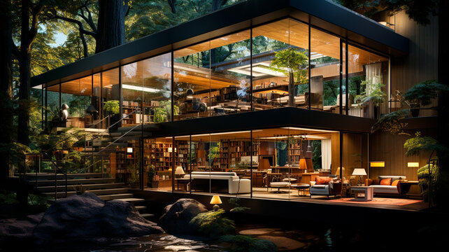 Un espacio de oficina con grandes ventanas que permiten la entrada de luz natural.