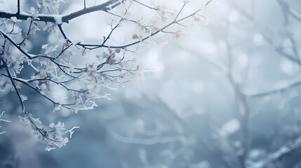 Icy branch winter background photo - Powered by Adobe