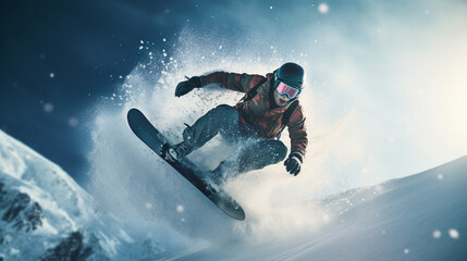 snowboarder jumping in the air, generate AI