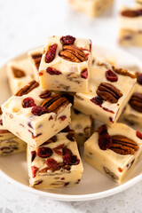 Homemade White Chocolate Cranberry Pecan Fudge