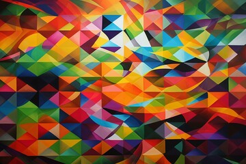 Vibrant geometric artwork. Generative AI