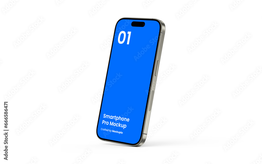 Wall mural smartphone mockup | fully editable file, replaceable screen, separated shadow and background