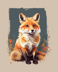 Obraz premium Sitting fox illustration generative ai