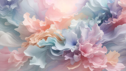 3D Abstract Art of Pastel Coloured Flowers