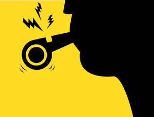 Illustration of a  whistleblower face with whistle