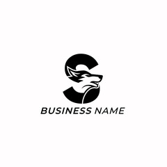 design logo creative letter S and head wolf