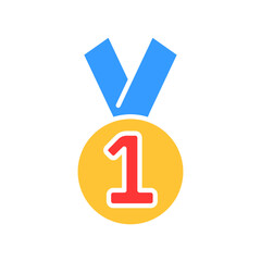 First place medal line icon. Rating, favorites, likes, rating, charts, victory, championship. Vector color icon on white background for business and advertising