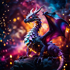 Naklejka premium Fantasy Dragon, generative ai