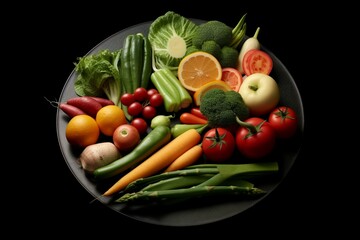 Plate with assorted vegetables. Generative AI
