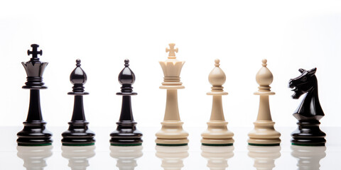 Chess Pieces On A White Background For Design Solutions Created Using Artificial Intelligence